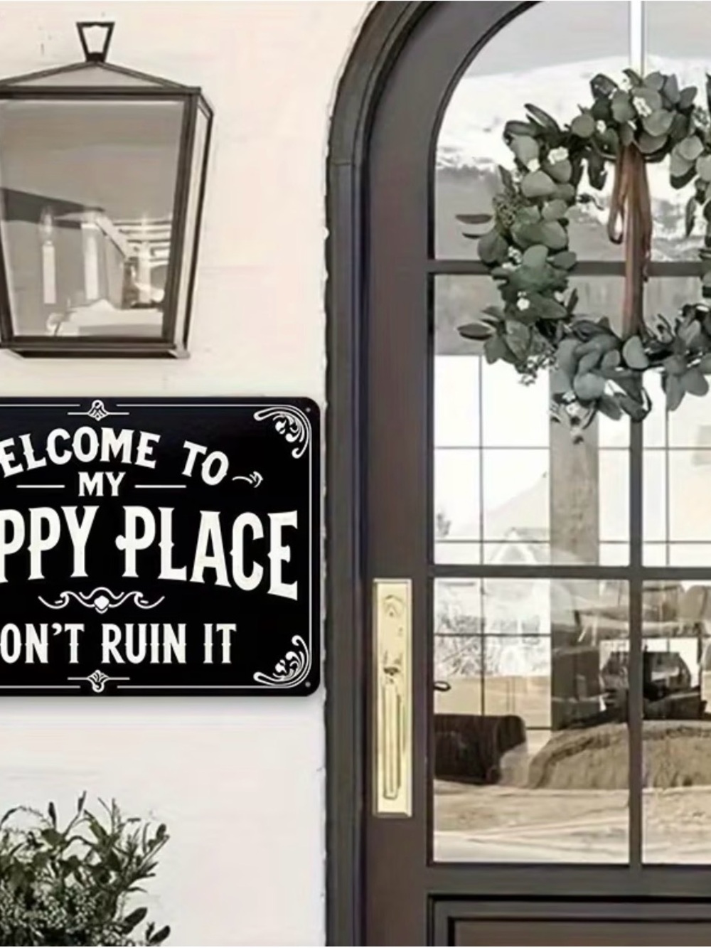 Welcome to My Happy Place Black vintage Wall Sign - Home Accents